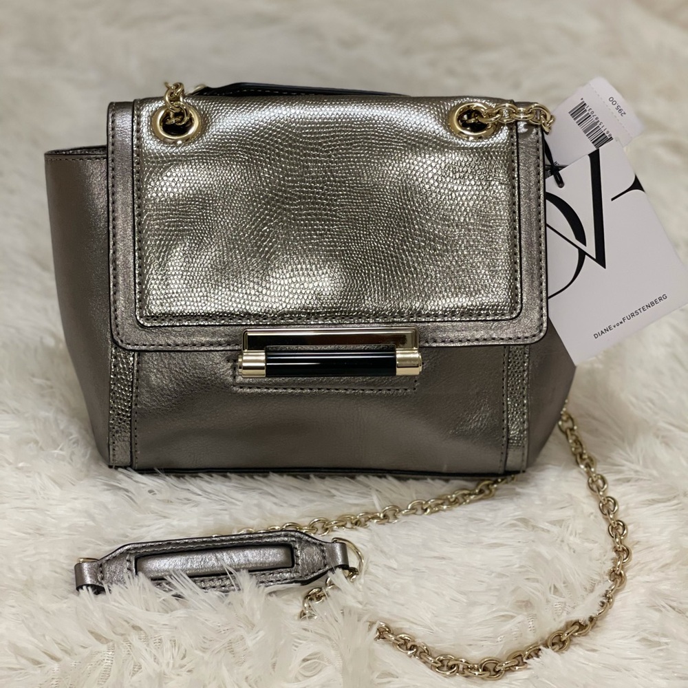 440 Mini Metallic Embossed Lizard Crossbody Bag